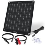 ECO-WORTHY Upgraded 5W Solar Car Battery & Trickle 12V Battery Maintainer Charger Monocrystalline Waterproof Solar Panel with Cigarette Lighter Plug & Alligator Clip for Car Boat Automotive RV