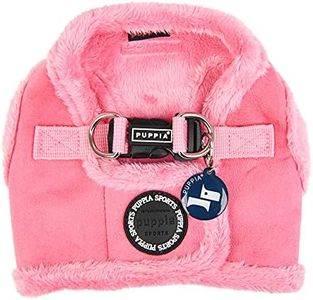 Puppia Terry Vest Dog Harness Step-in Winter Suede Warm No Choke No Pull Training Walking for Small and Medium Dog, Pink, Medium