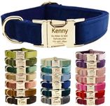 CUUOOT Personalized Dog Collar with Metal Buckle, Double Sided Corduroy Collar Customized with Name and Phone Number, Adjustable Sizes for Small Dogs, Medium, and Large (Link 1)