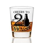 Edussy 21 Years Old Birthday Color-Changing Shot Glass - Ideal 21st Birthday Gift for Him or Her, 1.75oz Shot Glass with Black Imprinted Design, Perfect Decoration for 21 Birthday Celebrations