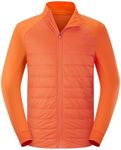 BALEAF Men's Insulated Warm Jacket Thermal Hybrid Hiking Mid Layer Full Zip Jackets Stand Collar Runing Outdoor Skiing Metric Orange L