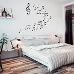 Set of 20 Vinyl Wall Art Decals - Music Notes - from 6" to 8" Each - Modern Trendy Musical Notations Home Bedroom Classroom Studio Apartment Living Room Work Office Decor (Black)