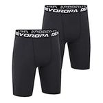 DEVOROPA Youth Boys Performance Boxer Briefs Sports Compression Shorts Underwear(Pack of 2) Black/Black L