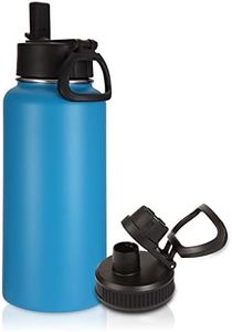 Volhoply 32 oz Water Bottle with Straw Lid & Spout Lid,1 Litre Insulated Sports Water Bottle,Double Wall Vacuum Stainless Steel Thermos,Leak proof Wide Mouth Metal Flask,Keeps Cold or Hot for Travel(Blue,1)