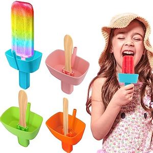 AIERSA 4PCS Silicone Popsicle Holders for Kids No Drip, Reusable Mess Free Ice Pop Stick Holder with Built in Straw for Sucking Up Melted Frozen Treats for Toddlers, Baby, Kids