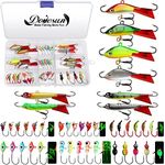 Dovesun Ice Fishing Jigs Kit, Ice Fishing Lures with Glide Tail Wings Treble Hooks Ice Fishing Gear Crappie Jigs Ice Fishing Kit 40PCS