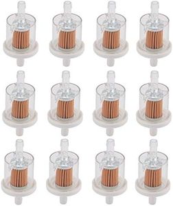 Set of 12, Universal 40 Micron 1/4" Inline Fuel Filter for Kawasaki 49019-0027 49019-7001 FH430V FH451V FH500V Briggs & Stratton 691035 493629 Motorcycle Motor Lawn Mower Tractor Parts