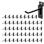 Slatwall Hooks 50 PCS 4 Inch Black Slatwall Accessories Slatwall Panel Hooks Garage Shop Retail Display Slat Wall Hanging Hooks Heavy Duty Pegboard Gridwall Display Hooks