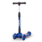 Baybee Flash Scooter for Kids, 3 Wheel Kids Smart Kick Scooter with Foldable & Height Adjustable Handle & Extra-Wide LED PU Wheels & Brake, Skate Scooter for Kids (ST4-DARKBlue)