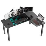 It's_Organized L Shaped Gaming Desk, 60 Inch Corner Computer Desk, Study Writing Desk, Ergonomic Gaming Table Workstation with Large Mouse Pad, Sturdy Metal Frame, Easy to Assemble, Right Side Black