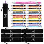 Seajan 30 Sets Inspirational Ballpoint Pens Bulk Motivational Quotes Pens with Black Pencil Bag Employee Appreciation Gift Thank You Gift for Men Women School Office Supplies