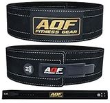 AQF Leather Weight Lifting Belt Powerlifting Belt Back Support – 4” Wide x 10mm Thick Lever Buckle Cowhide Leather Training Belt Suede Lining Black & Brown (M, Black)