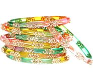 Swara Creations Designer Crystal Bangles for Women/Multicolor glossy finished bangles with Silver stonework bangles for women & girls(8Pcs)(SKU265)