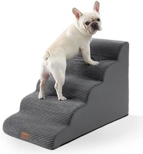 COZY KISS Extra Wide Dog Stairs 19.7" Width, Large Pet Step for Small Medium Dog, Puppy or Cat, Ramp for High Bed or Car, High Density Foam Ladder, Stable, 5 Step, 19.7x33x22.4 in, Charcoal Grey