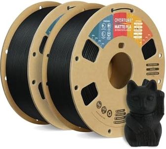 OVERTURE PLA Matte 3D Printer Filament 1.75mm, Matte PLA 2kg Cardboard Spool (4.4lbs), Dimensional Accuracy +/- 0.02 mm (Matte Black 2-Pack)