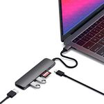 Satechi USB-C Hub Slim Multiport Adapter V2 with 60W USB-C PD, 4K HDMI (60Hz), Micro/SD Card Readers, USB 3.0 - for M2/ M1 MacBook Pro/Air, M2/ M1 iPad Pro/Air, M2 Mac Mini, iMac M1 (Space Gray)