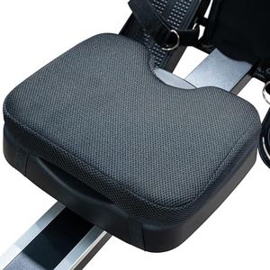 UTRYUP Rowing Machine Seat Cushion, Custom Memory Foam for Perfectly Fit, Washable Cover with Anti-Slip Fastening Strap, Compatible UTRYUP & Concept 2 and Other Row Machines - Rower Accessories Black