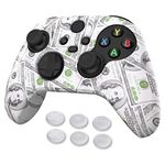 PlayVital Water Transfer Printing 100 Cash Money Dollar Silicone Cover Skin for Xbox Series X/S Controller, Soft Rubber Case Protector for Xbox Series X/S, Xbox Core Controller w/ 6 Thumb Grip Caps