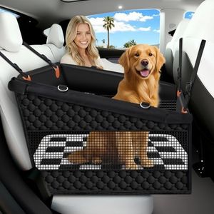 Buatis Large Dog Car Seat Cover with Checkered Dog Bed Mat for Back Seat Half - Single Seat Travel Hammock Extender, Waterproof Hard Bottom, Trendy Checkered Car Accessories for SUV Truck Vehicle