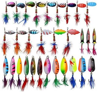 SHADDOCK Fishing Lures Kit Spoon Spinnerbaits Swimbait Crankbaits Minnow Variety Kit Rooster Tail Trout Spinner Salmon Spoons Walleye Assorted Metal Hard Lures Spinners Bait (30pcs Feather Kit)
