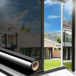 Arthome One Way Window Film Daytime Privacy Window Tint for Home UV Blocking Mirror Film Non-Adhesive Static Cling Heat Control Reflective Glass Film for Home and Office, 17.5x78.7 Inch, Black Silver
