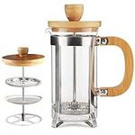 Sivaphe 12 oz French Press Coffee/Tea Maker Single Cup Espresso Press Stainless Steel Filter 0.35L High Borosilicate Carafe Durable Bamboo Handle Small Coffee Maker