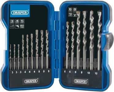 Draper 15-Piece Masonry Drill Bit Set – Tungsten Carbide Tips, Heavy Duty Case