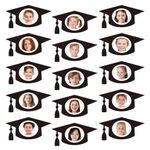 JarThenaAMCS 50Pcs Graduation Hat Cutouts Grad Black Caps Tassel Paper Cut-Outs with 100Pcs Glue Points Bulletin Board Decor for DIY Art Craft School Classroom Graduates Party