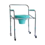 Everactiv by HCAH Commode Chair with Wheel for Toilet Adult, Height Adjustable and Foldable Toilet seat for Old People, Portable Toilet Seat for Adult | Chrome Finish | Made in India