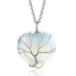 Bestyle Tree of Life Heart Crystal Necklaces June Birthstone Pendant for Women Grils, Synthetic Moonstone Gemstones Healing Crystal Necklaces,Love Statement Jewelry Birthday Gifts