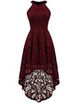 Dessystar Cocktail Dress Hi-Low Floral Lace Party Bridesmaid Dress 0028 Burgundy L