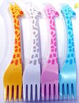 pass pass Plastic Forks Fruit Fork Giraffe Design Tea Fork Set, Small Cake Fork, Fruit Forks,Parties, Wedding- For Kids.