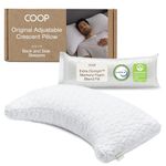 Coop Home Goods Original Crescent Adjustable Pillow, Queen Bed Crescent Foam Pillow - Medium Firm for Back & Side Sleepers, CertiPUR-US/GREENGUARD Gold