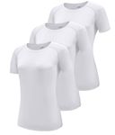 Boyzn 3 Pack Workout Shirts for Women, UPF 50+ Sun Protection Short Sleeve Running T-Shirts, Moisture Wicking Athletic Gym Yoga Shirts Tops White-3P17-S