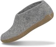 GLERUPS Indoor Shoes Men & Women | Unisex Wool Slippers with Leather Sole | Comfy Slippers Women Men | Cosy Gents and Ladies Slippers, Grey, 9 UK