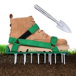 Ohuhu Lawn Aerator Shoes for Glass: Free-Installation Aeration Shoes with Stainless Steel Shovel, Heavy Duty Spike Aerating Sandals Lawn Equipment Tool with Hook & Loop Straps for Yard Patio Garden