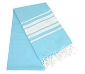 DII Peshtemal Turkish Super Soft, Absorbent, Oversized Bath Towel, Throw, & Blanket Fringe For Chair, Couch, Picnic, Camping, Beach, Yoga, Pilates, & Everyday Use , 39 x 71" - Aqua Variagated Stripe