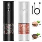 HOMELYLIFE Electric Salt and Pepper Grinder Set, USB Rechargeable Salt and Pepper Mill with Ceramic Grinder and LED Light, Adjustable Coarseness, One Touch Operation