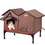 Elevated Heated Cat House for Outdoor Cats Large Outdoor Cat House Weatherproof for Winter, Waterproof Feral Cat Shelter Insulate Cat House for Multiple Cats, Easy to Assemble