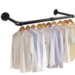 eSynic Wall Mounted Clothes Rail Popular 60cm Industrial Clothes Rail Copper Clothes Rail Wall Mounted Durable Industrial Pipe Clothes Rack Detachable Clothes Tidy Rail for Bedroom Cloakroom etc