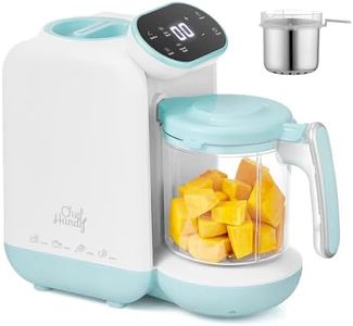 Chefhandy 5-in-1 Baby Food Maker with Steam Basket & Touch Screen | Baby Food Processor and Steamer | Auto Steam, Blend, Milk Warmer | Baby Steamer & Blender for Healthy Homemade(White Blue)