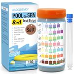 GAOQSEMG 8 in 1 Pool and Spa Test Strips, Salt Pool Test Strips Hot Tub Saltwater Testing Kits Quick & Accurate Testing Salt,Bromine,Chlorine,pH,Hardness,Cyanuric Acid,Alkalinity,100 Strips