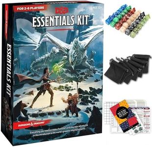 Dungeons and Dragons Essentials Kit - Starter Set Extra 6 Dice Sets, Flannel Bags, Master Screen, Figures, New Heroes, Dice Guide, Statistic Sheets - DND 5th Edition Rolling Board Game