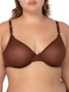 Smart & Sexy Women's Sheer Mesh Demi Underwire Bra, Chocolate, 42DD