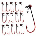 Shakyhead Jig Hooks Fishing Hook 15pcs/box Football Jig Head Worm Lure Fishing Jigs Barb Hook for Bass Fishing(1/16oz-15pcs)