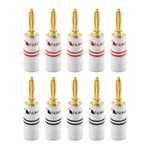 Nakamichi Excel Series 24k Gold Plated Banana Plug 12 AWG - 18 AWG Gauge Size 4mm for Speakers Amplifier Hi-Fi AV Receiver Stereo Home Theatre Audio Wire Cable Screw Connector 10 Pcs (5-Pairs)