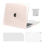 MOSISO Compatible with MacBook Air 13.6 inch Case 2024 2023 2022 M3 A3113 M2 A2681 Chip with Touch ID, Sparkly Glitter Plastic Hard Shell Case&Keyboard Cover&Screen Protector&Storage Bag, Chalk Pink