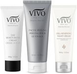 Vivo Per Lei Dead Sea Day Cream - Night Cream and Facial Peeling - Set of 3 - Anti Aging Skin Care For Men and Women- 11.09 FL OZ