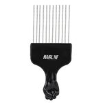 Hair Line Professional Afro Comb, Hair Dressing Styling Tool Fist Insert Fork Oil Slick Accessory, Detangle Wig Braid Picks Lift for Men n Women_Black