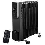 CUQOO 2500W 11 Fin Electric Oil Filled Radiator | Portable Heater with Remote Control, 3 Heat Settings, Digital Display, Energy Efficient, Overheat & Tip-Over Protection, Silent Heater with Timer